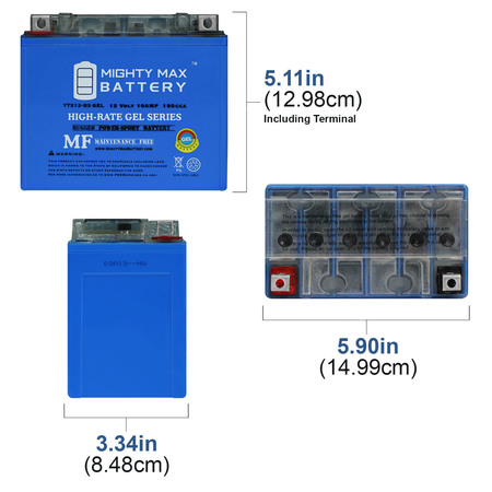 Mighty Max Battery YTX12-BS 12V 10AH GEL Battery Replacement for Yamaha BTY-YTX12-BS-00 YTX12-BSGEL282